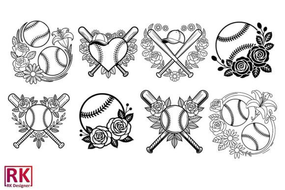Baseball Floral Svg Vector Design Bundle
