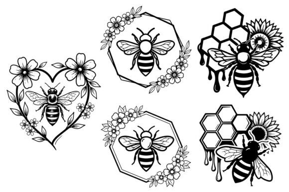 Bee SVG Bundle: Floral Design for Embroidery