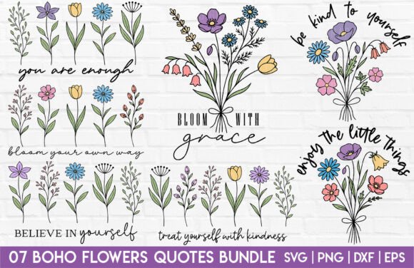 Boho Flowers Saying SVG PNG Sublimation