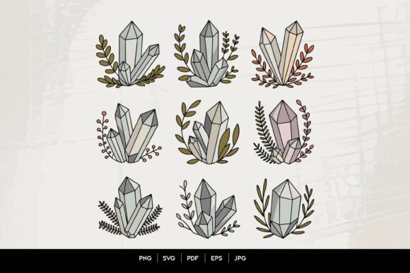 Crystal Cluster Floral SVG Bundle