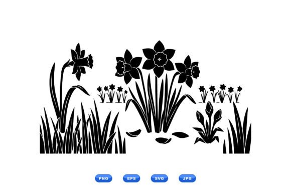 Daffodil Floral Silhouette SVG