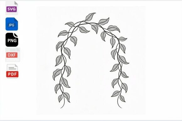 Floral Arch SVG Vine Leaves Border