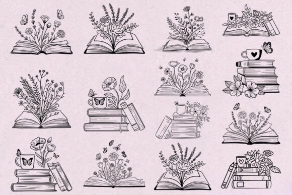 Floral Books SVG Bundle Book Lover Flo
