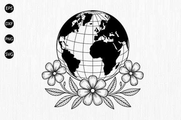 Floral Globe Svg, Earth Svg, World Svg