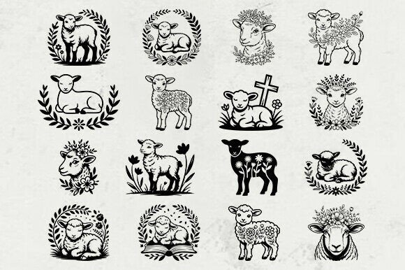 Floral Lamb SVG Bundle, Easter Lamb, Sheep