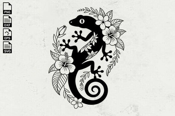 Floral Lizard Svg, Flower Gecko SVG