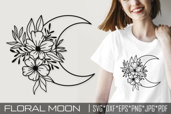 Floral Moon SVG Boho Celestial Design