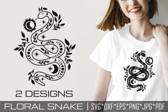 Floral Snake SVG Celestial Design
