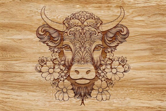 Highland Cow SVG, Floral Cow PNG, Spring
