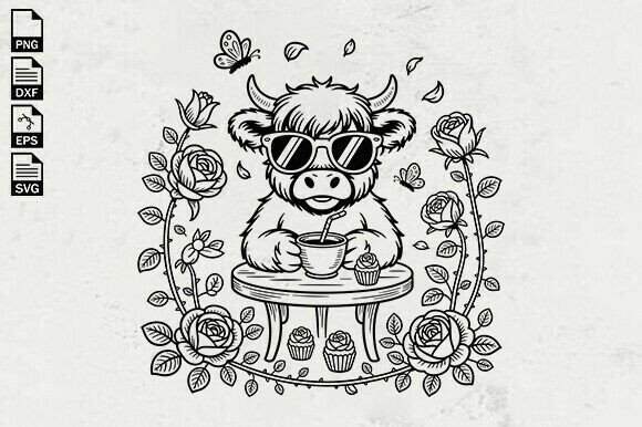 Highland Cow SVG, Floral Highland Cow Svg