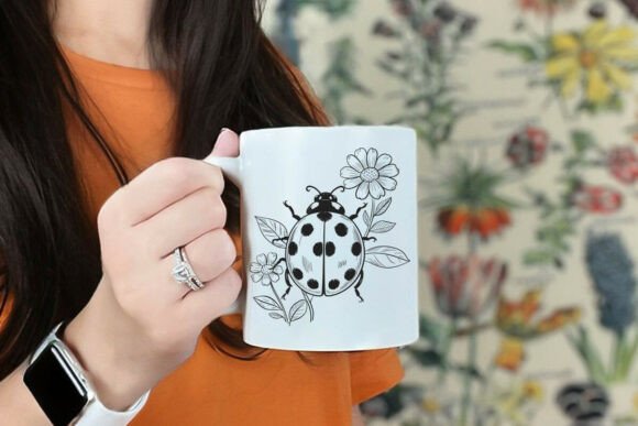 Ladybug SVG, Ladybug with Flowers SVG