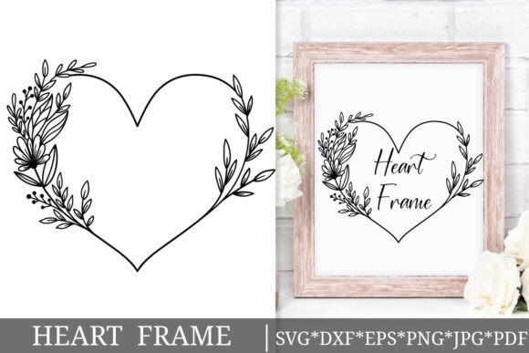 Leafy Heart Floral Frame SVG Love