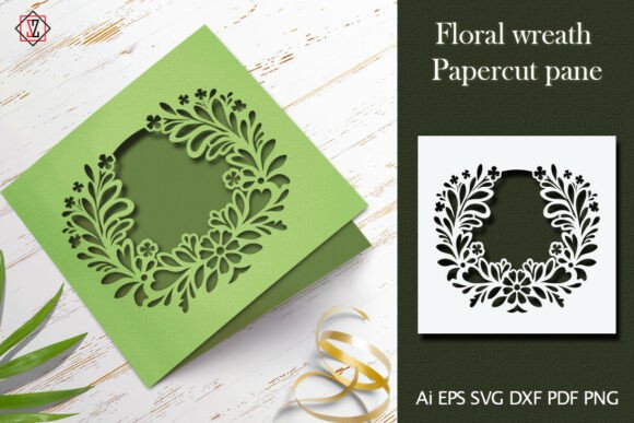 Panel with Floral Wreath SVG Cutting