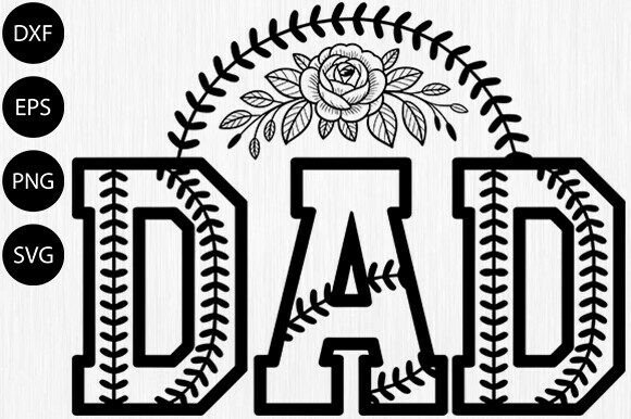 Softball Dad SVG Floral Baseball Dad