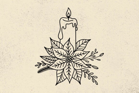 Winter Candle Svg, Christmas Flower Svg