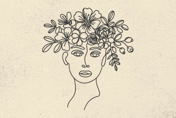 Woman Head with Flowers Svg, Magnolia